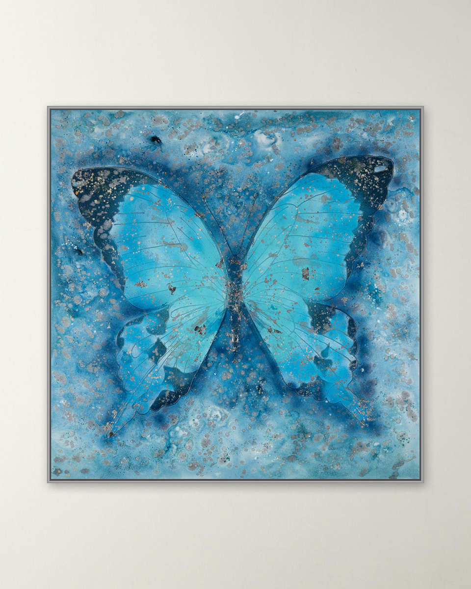 "Blue Butterfly" Hand-Embellished Giclee by H. Scott